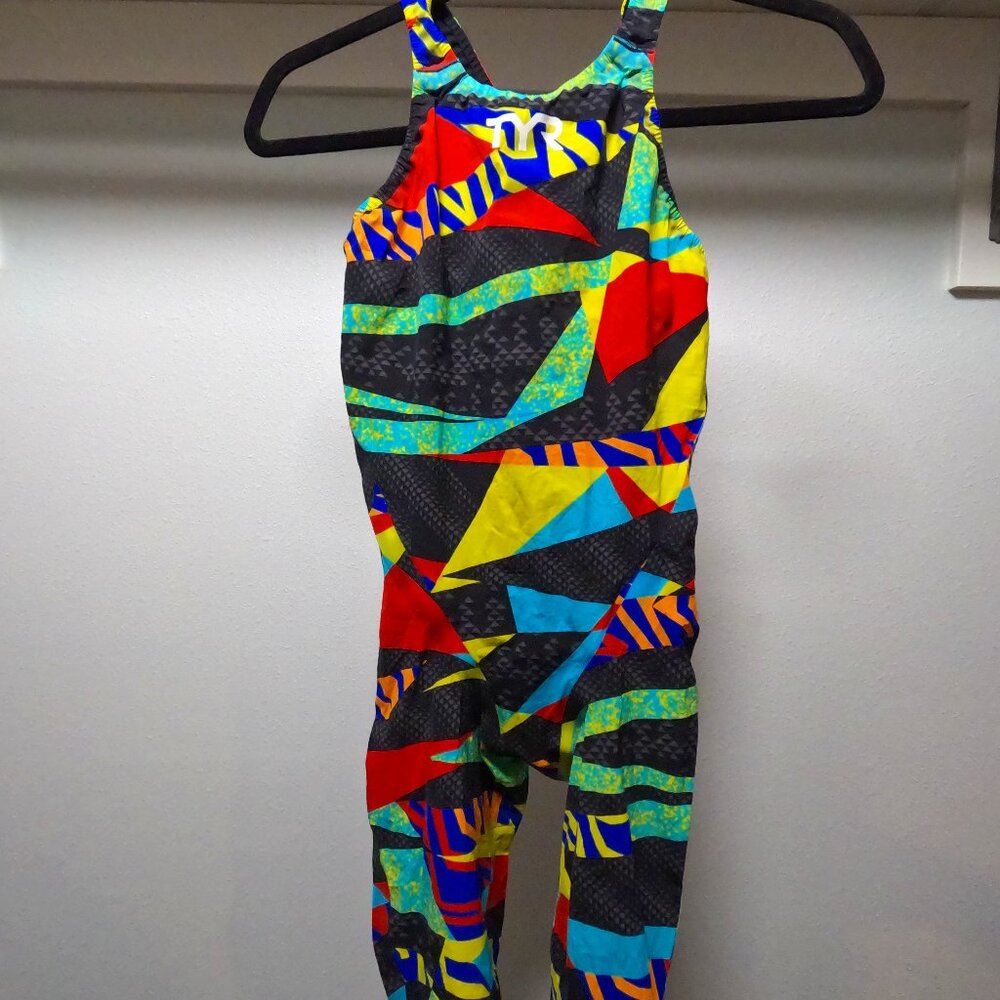 TYR Avictor Closed Back Tech Suit Geometric Bright Colors